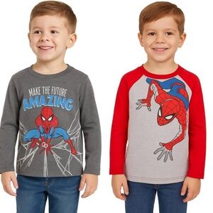 Boys SpiderMan Bundle: 2 Boys Fun Graphic Longsleeve Shirts Size‎ 5